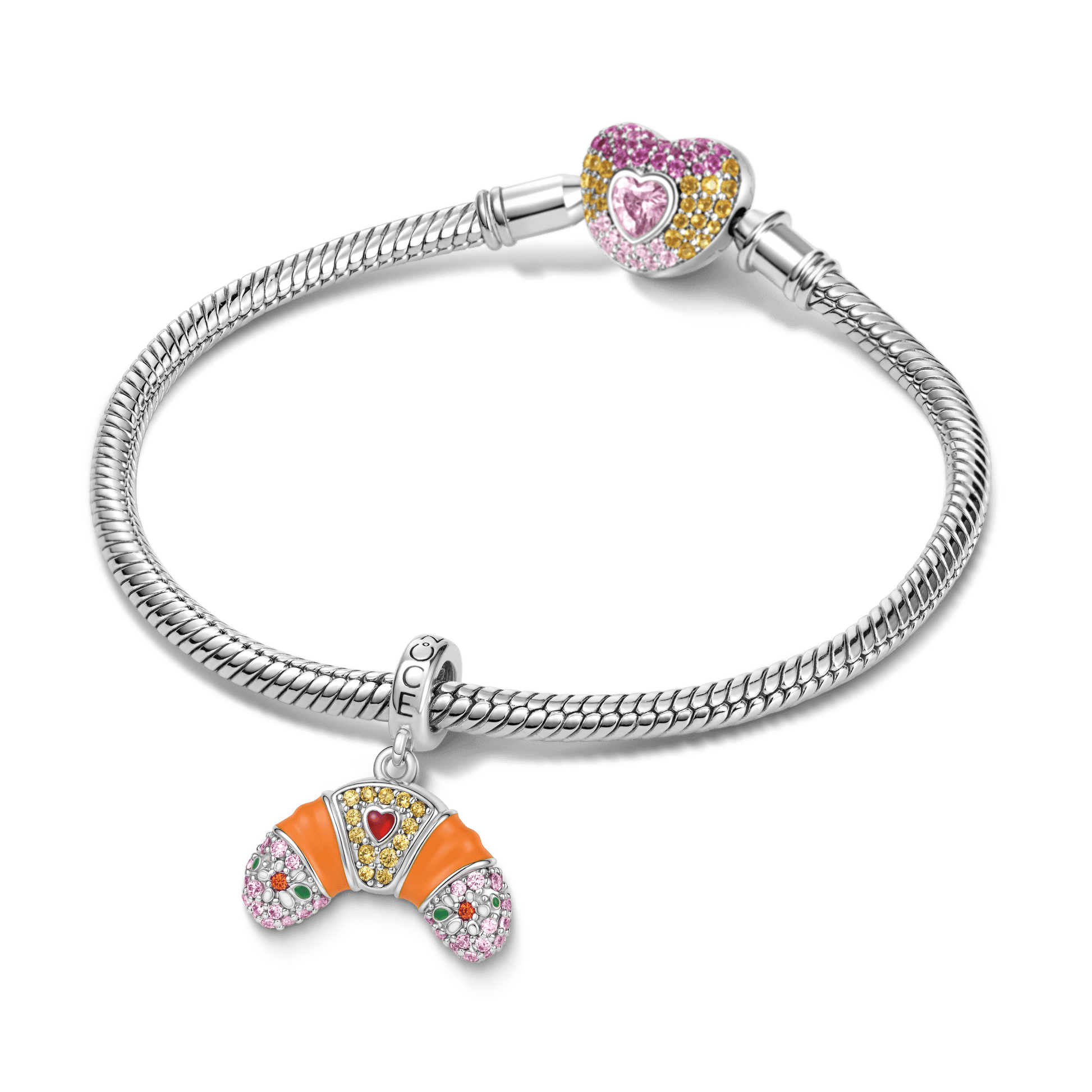 Gnoce Croissant Dangle Charm Platinum-plated Silver Blend_3