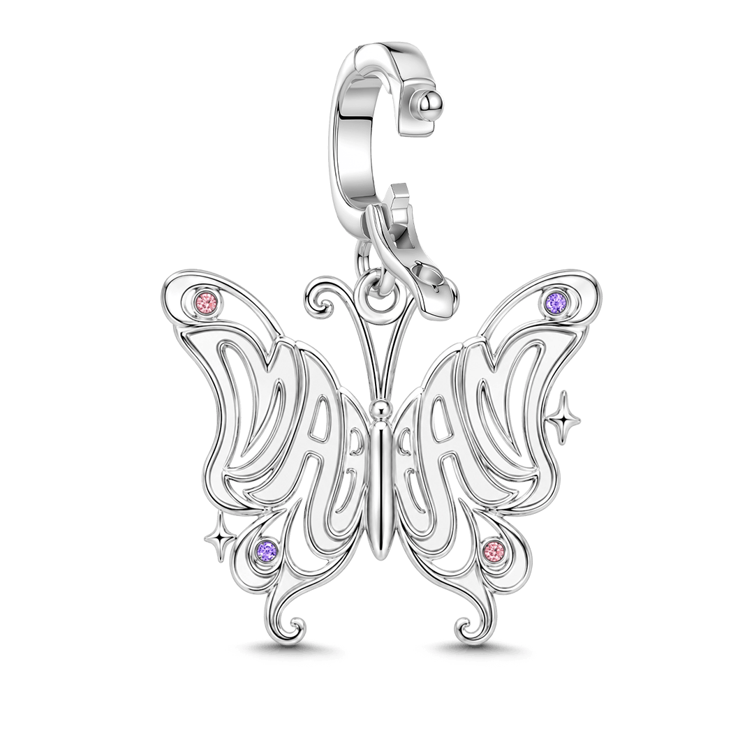 Gnoce Dream Big Butterfly Clasp Dangle Charm Platinum-plated Silver Blend_5