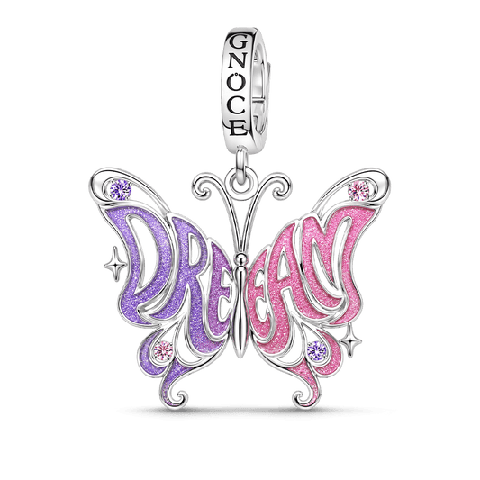 Gnoce Dream Big Butterfly Clasp Dangle Charm Platinum-plated Silver Blend_1