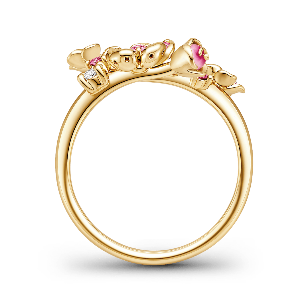 Gnoce Pink Enamel Flowers Floral Ring_6