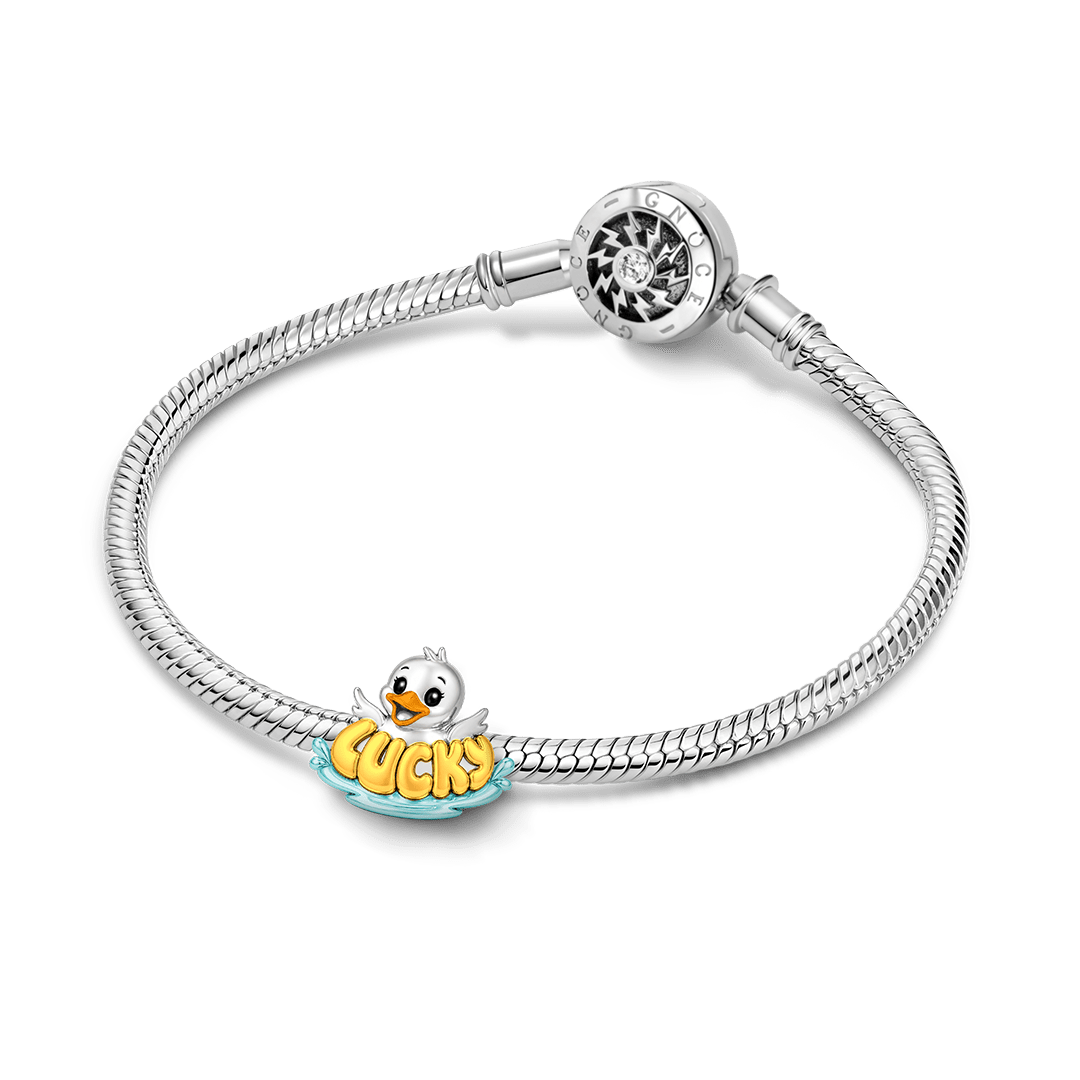 Gnoce Lucky Duck Charm Bead Platinum-plated Silver Blend_3