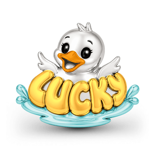 Gnoce Lucky Duck Charm Bead Platinum-plated Silver Blend_1