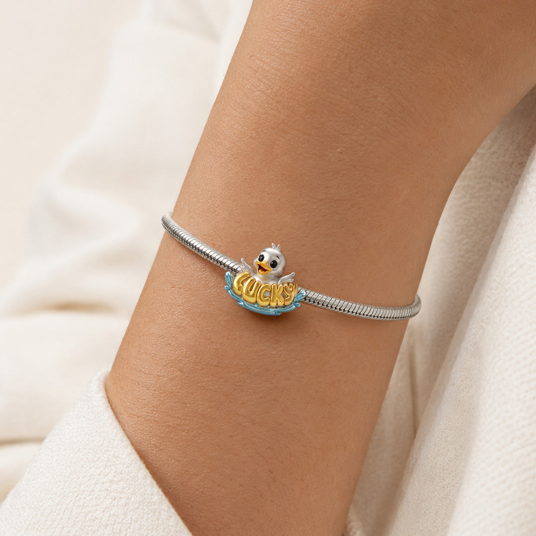 Gnoce Lucky Duck Charm Bead Platinum-plated Silver Blend_2