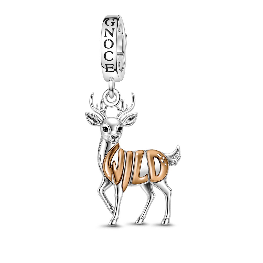 Gnoce Wild Letter Deer Clasp Dangle Charm Platinum-plated Silver Blend_1