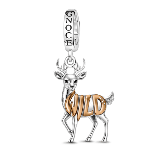 Gnoce Wild Letter Deer Clasp Dangle Charm Platinum-plated Silver Blend_1