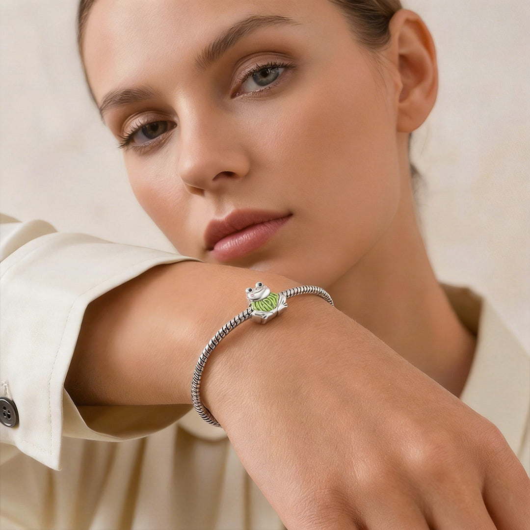 Gnoce Smiling Happy Frog Bead Platinum-plated Silver Blend_4