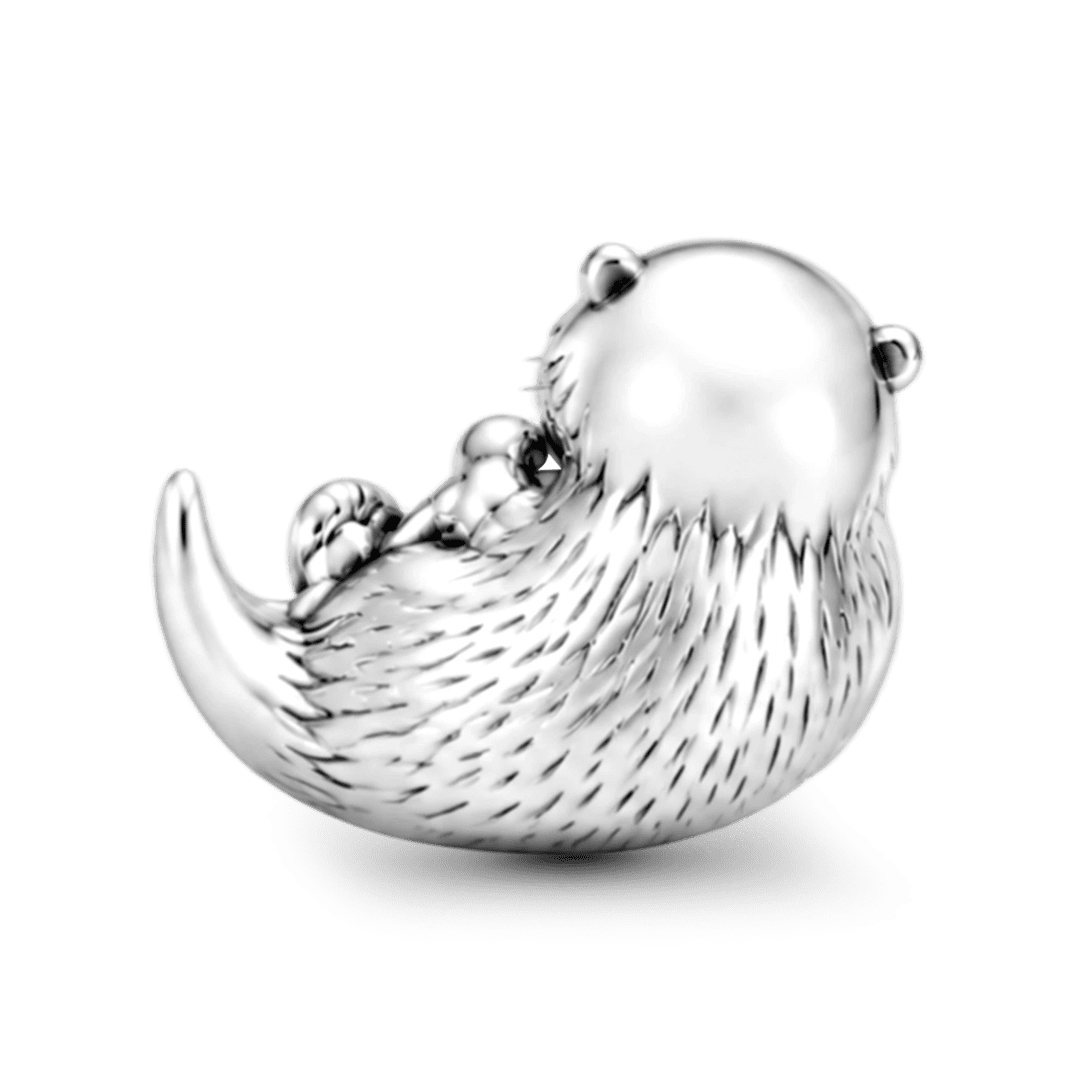 Gnoce Playful Splash Otter Bead Platinum-plated Silver Blend_5