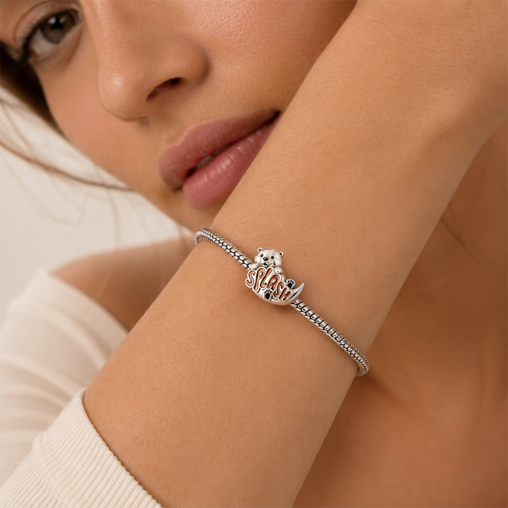 Gnoce Playful Splash Otter Bead Platinum-plated Silver Blend_2