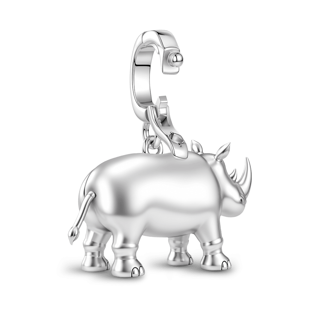 Gnoce Powerful Strong Rhino Clasp Dangle Charm Platinum-plated Silver Blend_6
