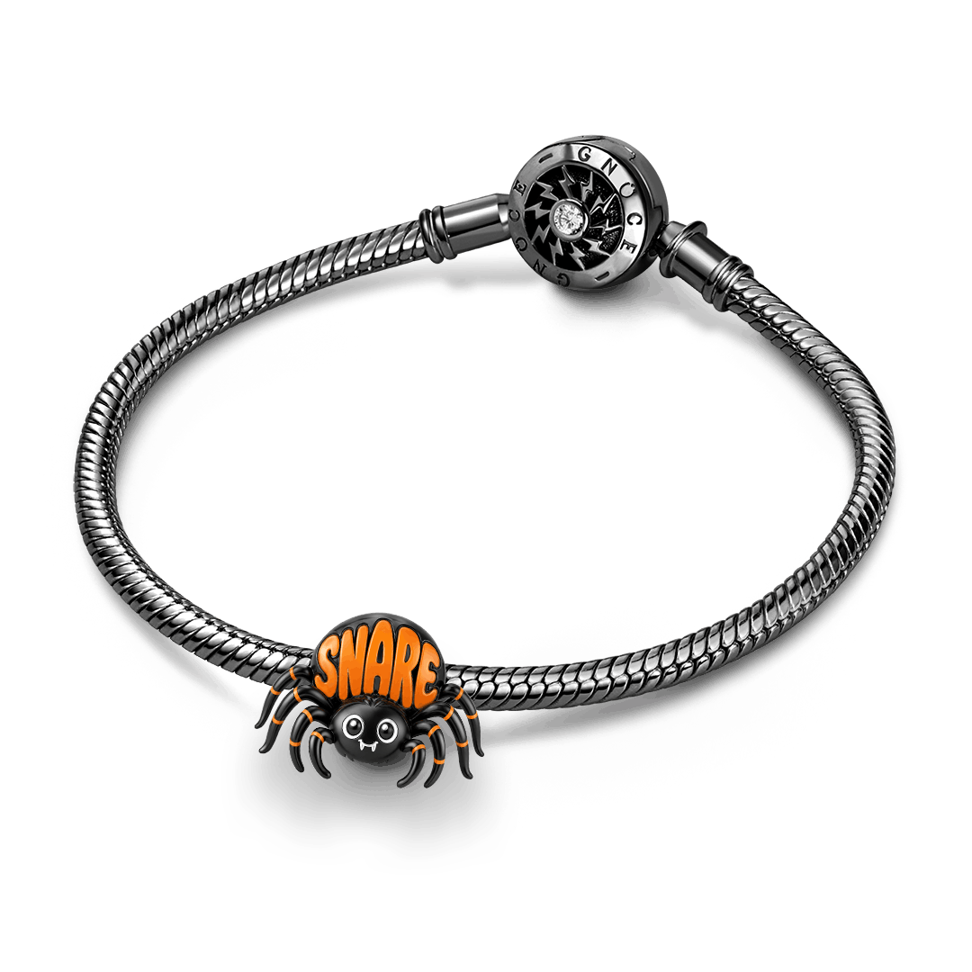 Gnoce Glow-in-the-dark Cute Spider Stopper Charm Platinum-plated Silver Blend_4