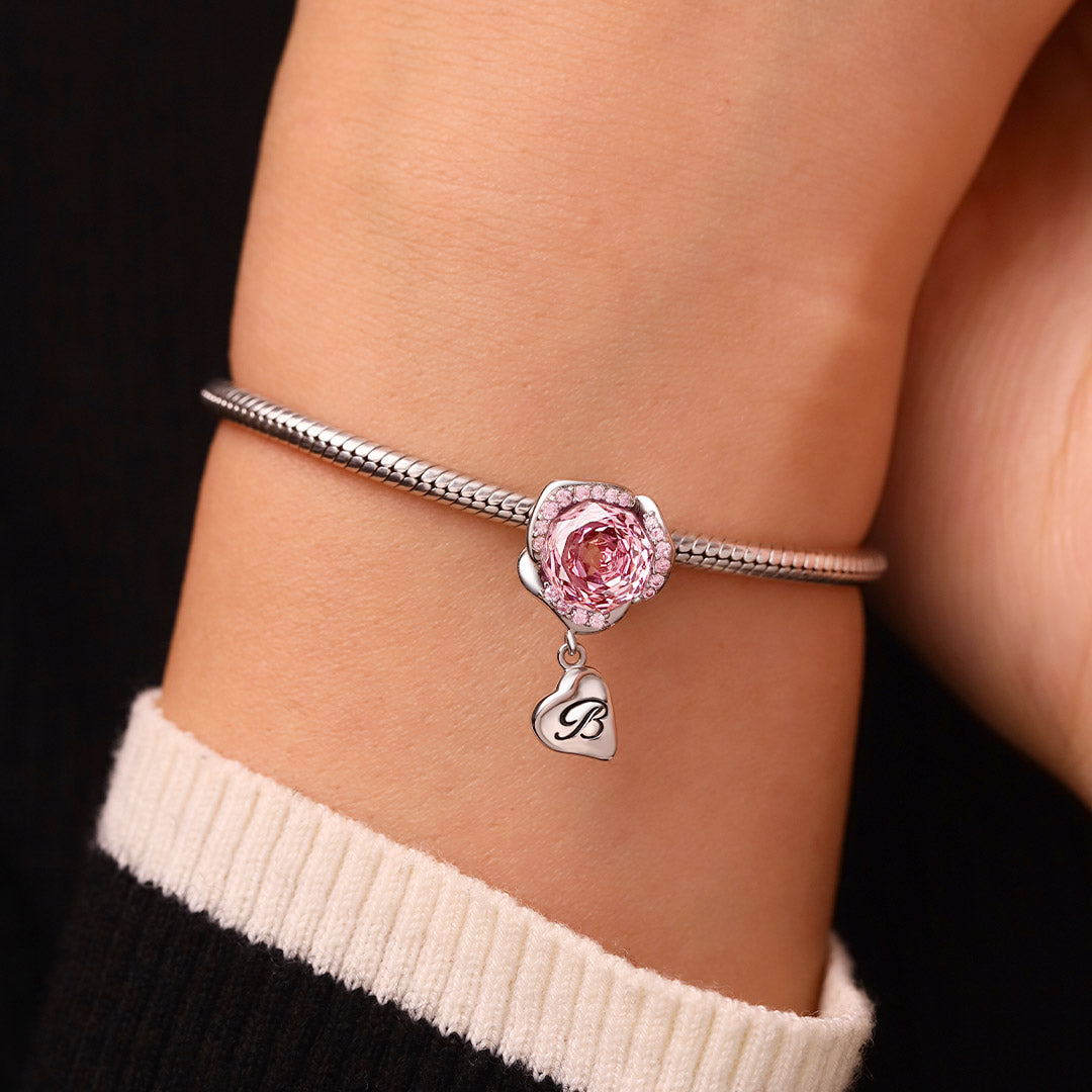Gnoce Rose Flower Petal Stopper Charm Platinum-plated Silver Blend_3