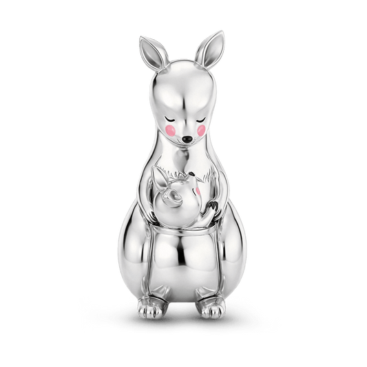 Gnoce Mother's Day Kangaroo Embraces Baby Charm Platinum-plated Silver Blend_1