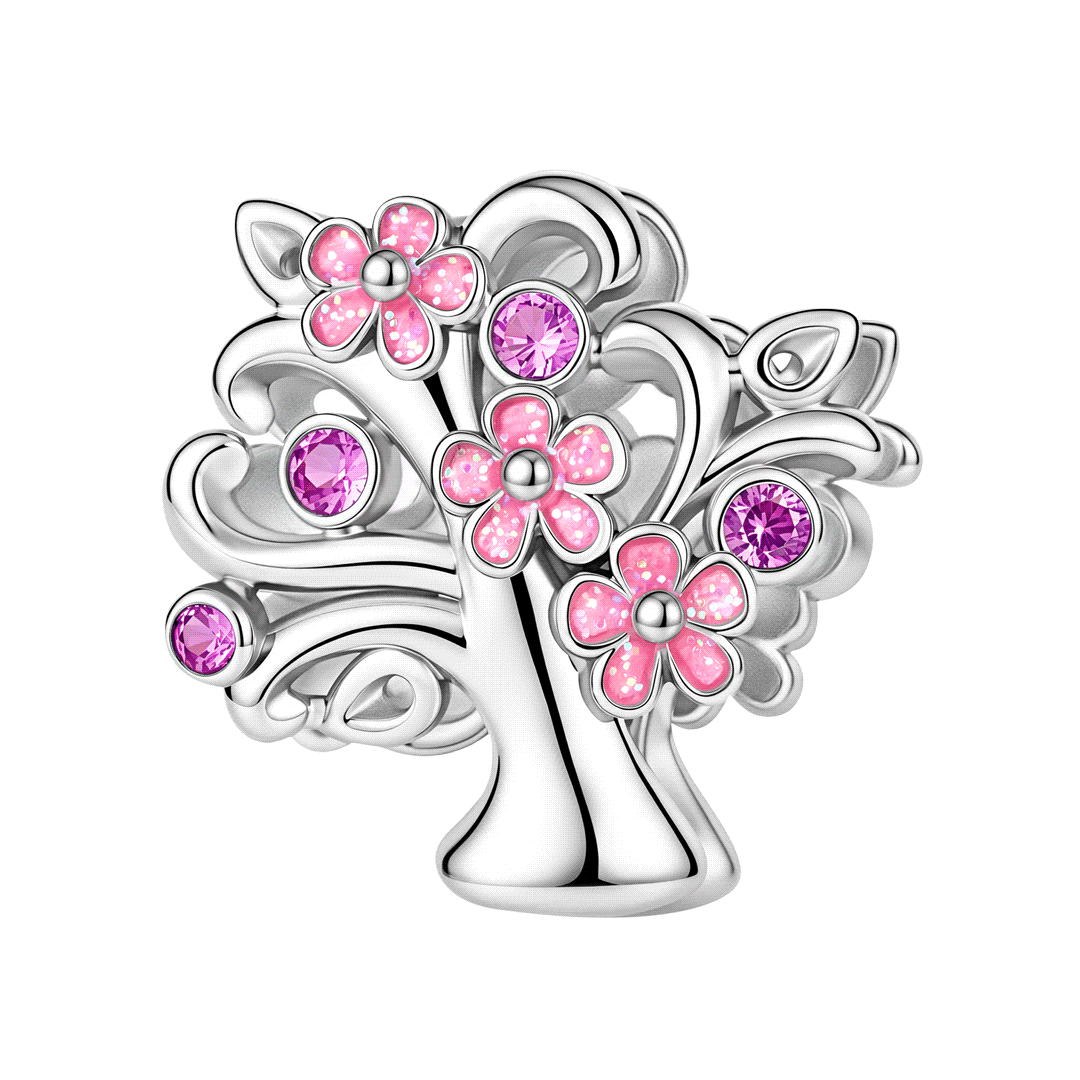 Gnoce Glow-in-the-dark Cherry Blossom Tree Bead Platinum-plated Silver Blend_1