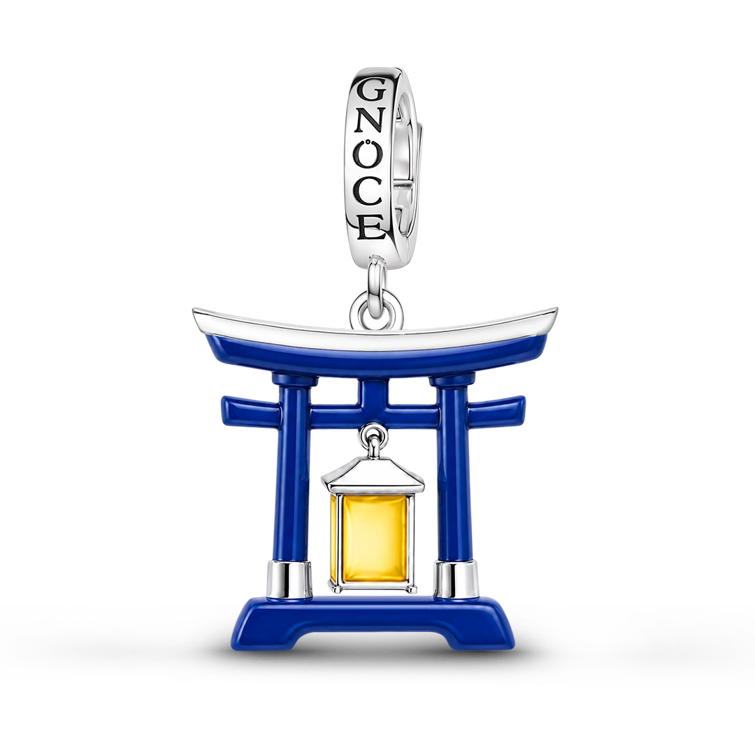 Gnoce Glow In Dark Japanese Torii Gate Lantern Clasp Dangle Charm Platinum-plated Silver Blend_1
