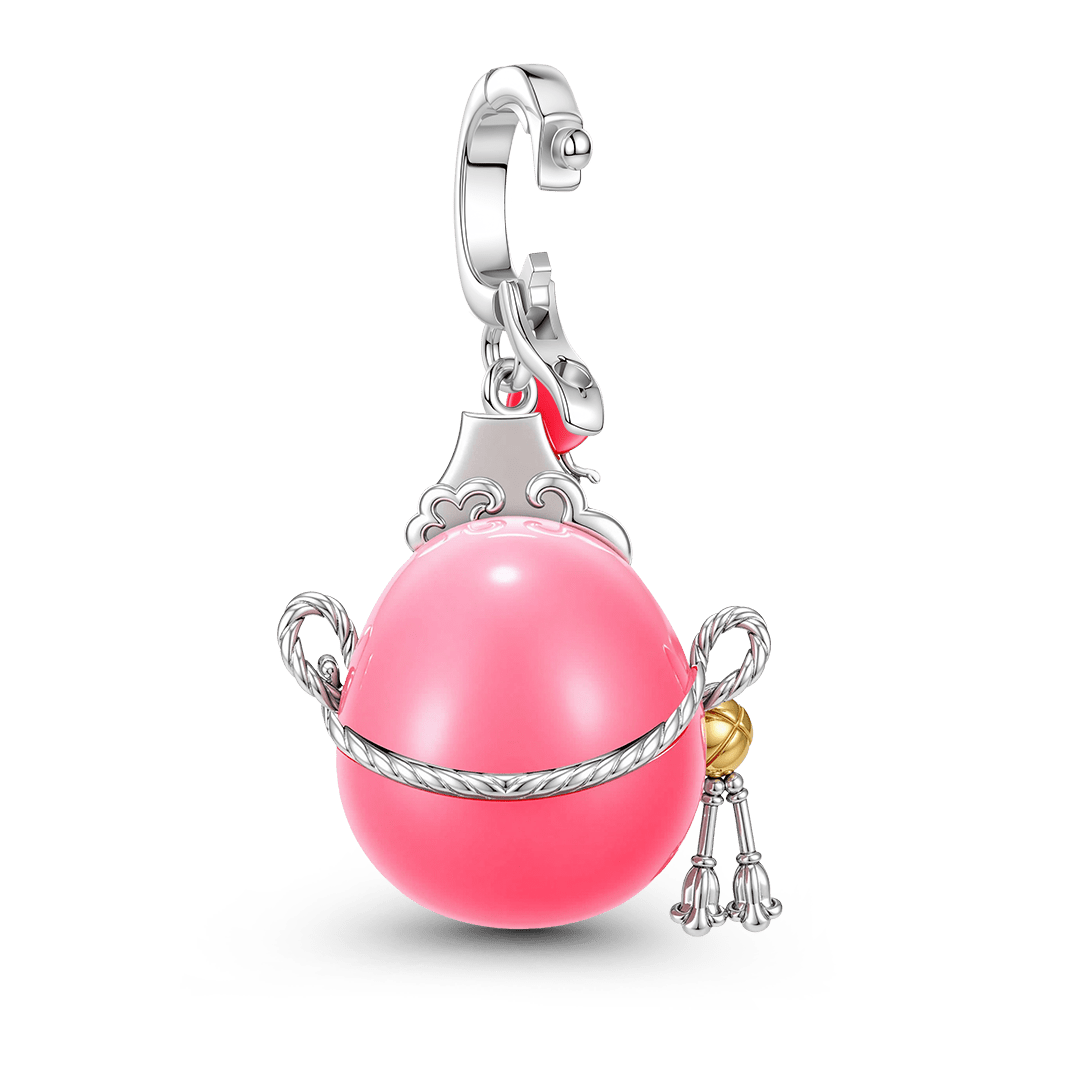 Gnoce Glow In The Dark Japanese Daruma Doll Clasp Dangle Charm Platinum-plated Silver Blend_7