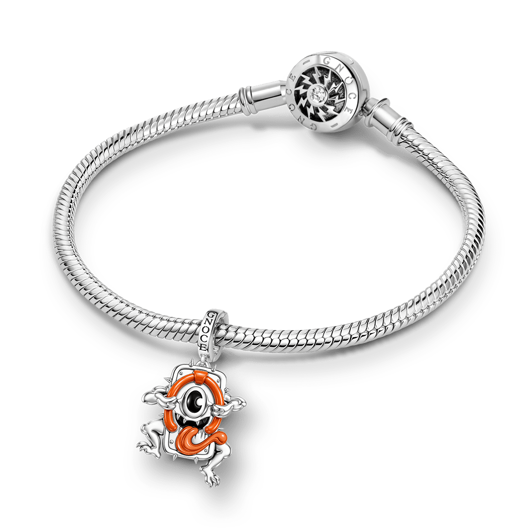 Gnoce Halloween Japanese One-Eyed Yokai Monster Clasp Dangle Charm Platinum-plated Silver Blend_3
