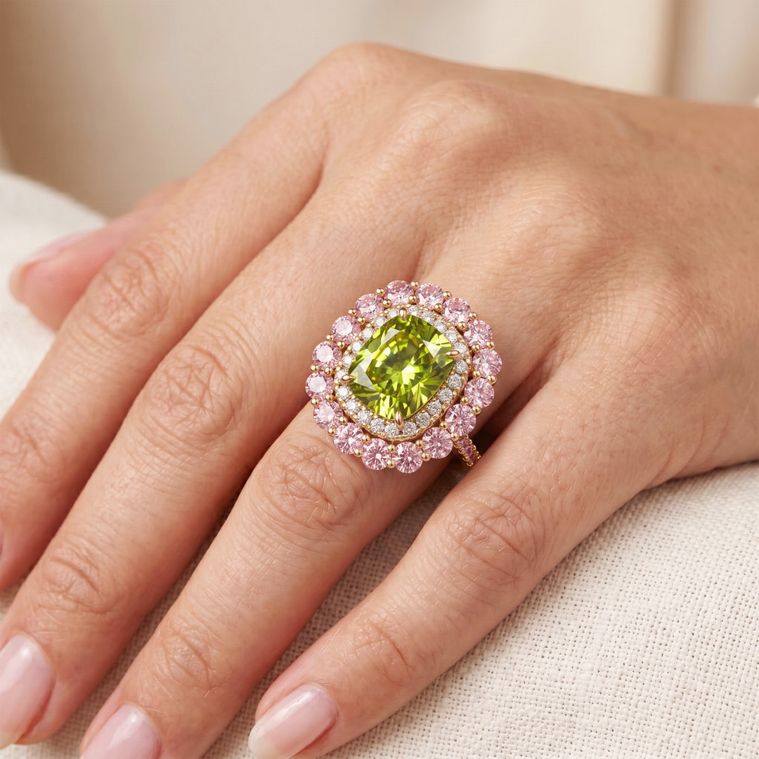 Gnoce Double Halo Peridot Ring_2