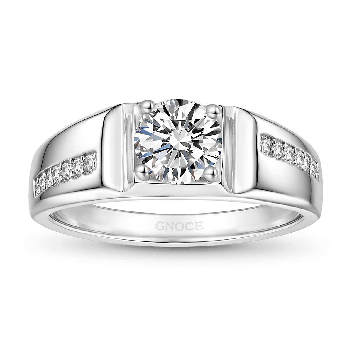 Gnoce Moissanite Men Wedding Ring Platinum-plated Silver Blend_1
