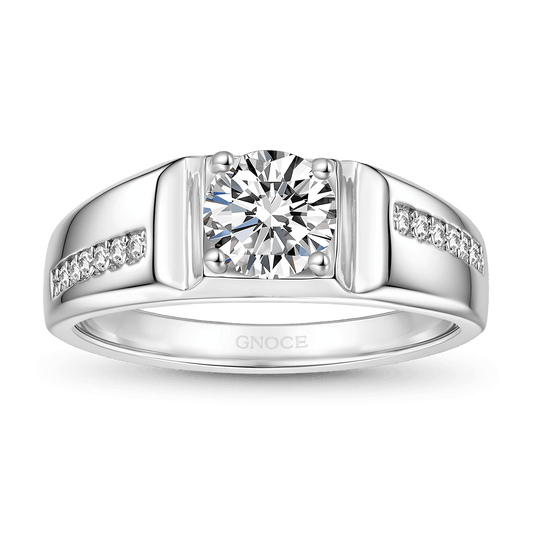 Gnoce Moissanite Men Wedding Ring Platinum-plated Silver Blend_1