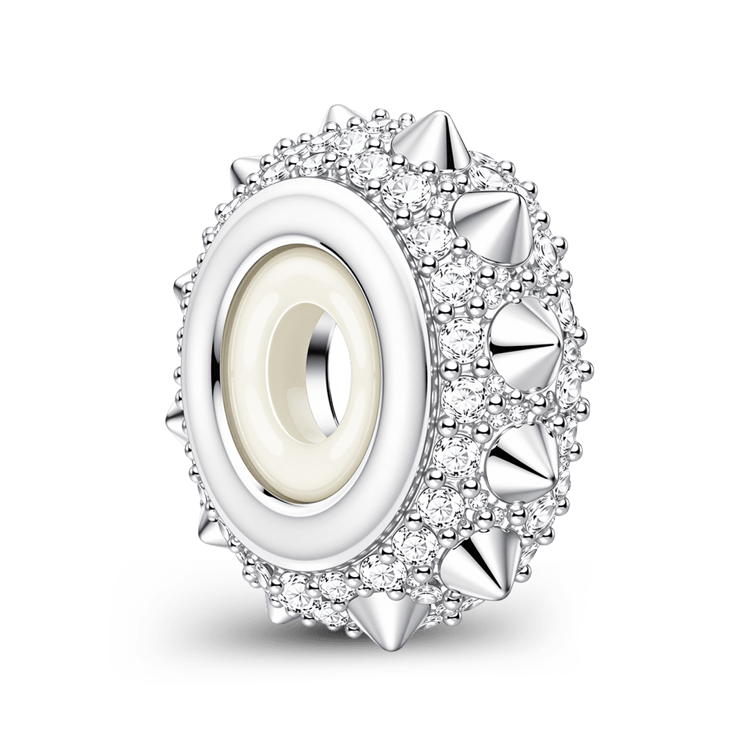 Gnoce British Punk Spiked Safety Stopper Bead Charm Platinum‑plated Silver Blend_4