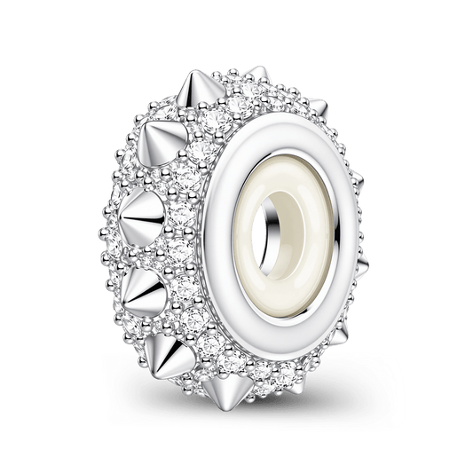 Gnoce British Punk Spiked Safety Stopper Bead Charm Platinum‑plated Silver Blend_1