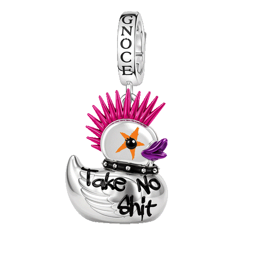 Gnoce Glow-in-the-Dark British Punk Duck Clasp Dangle Charm Platinum‑plated Silver Blend_1