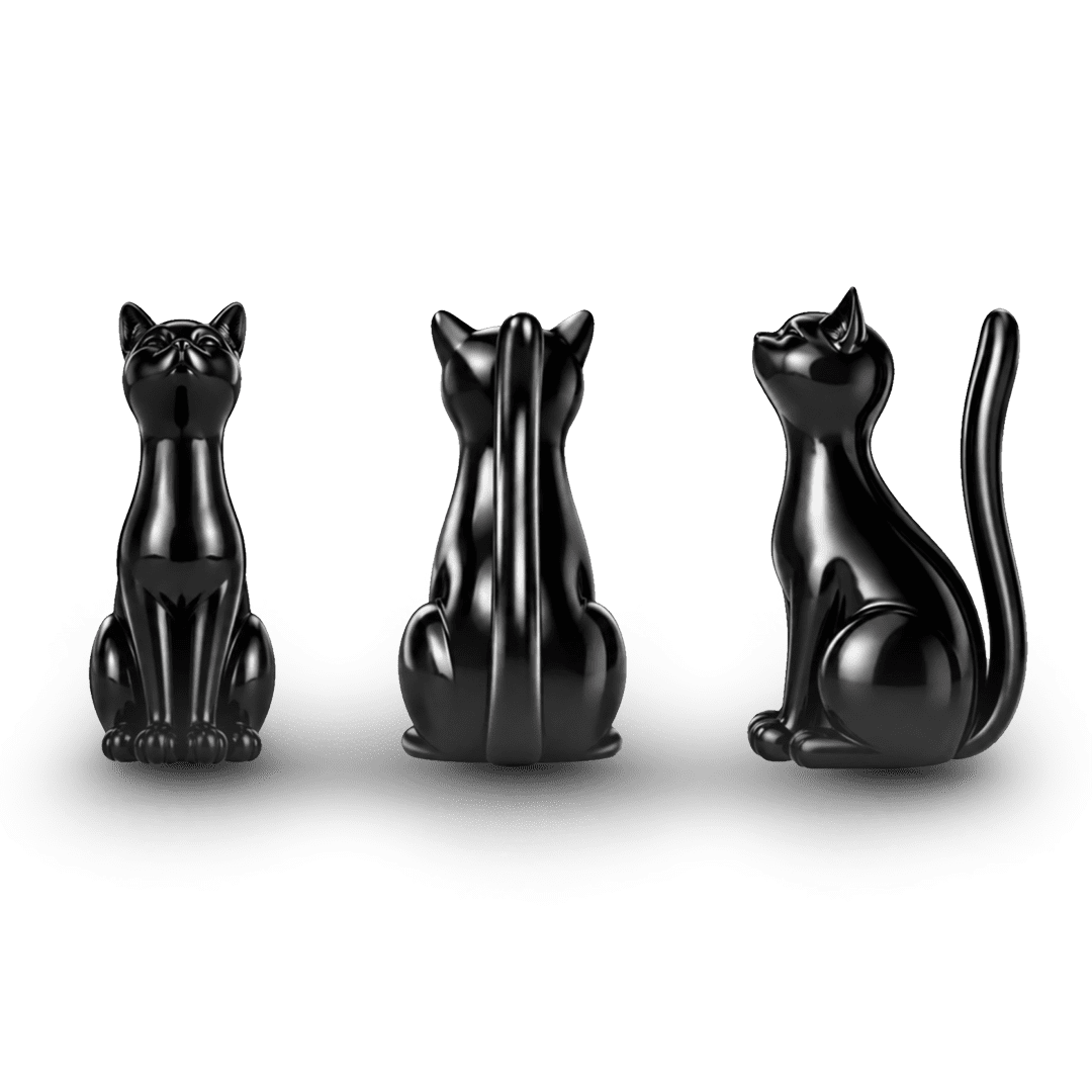 Gnoce British Punk Black Cat Middle Finger Bead Platinum‑plated Silver Blend_6