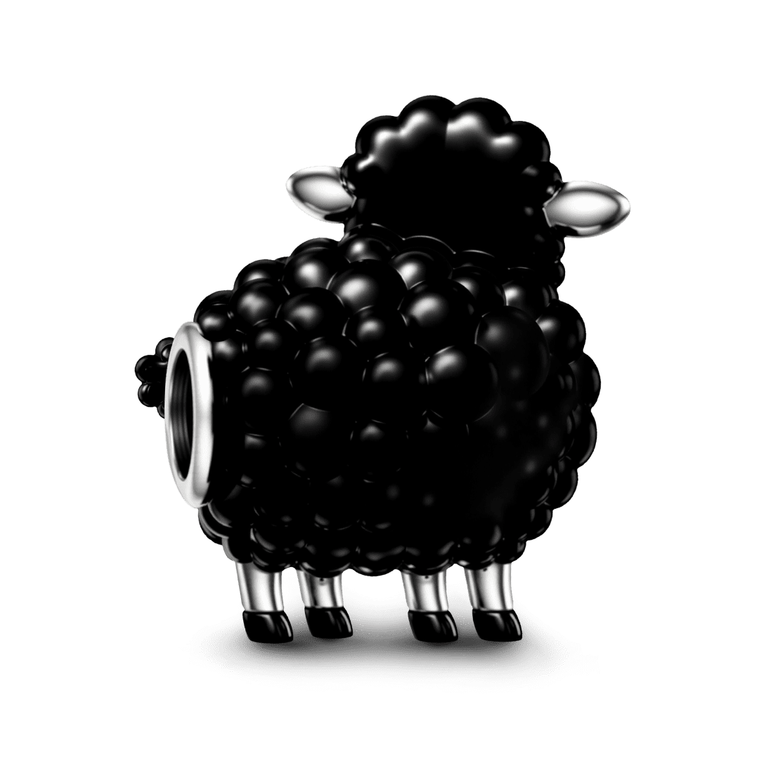 Gnoce British Punk Black Sheep Bead Charm Platinum‑plated Silver Blend_5