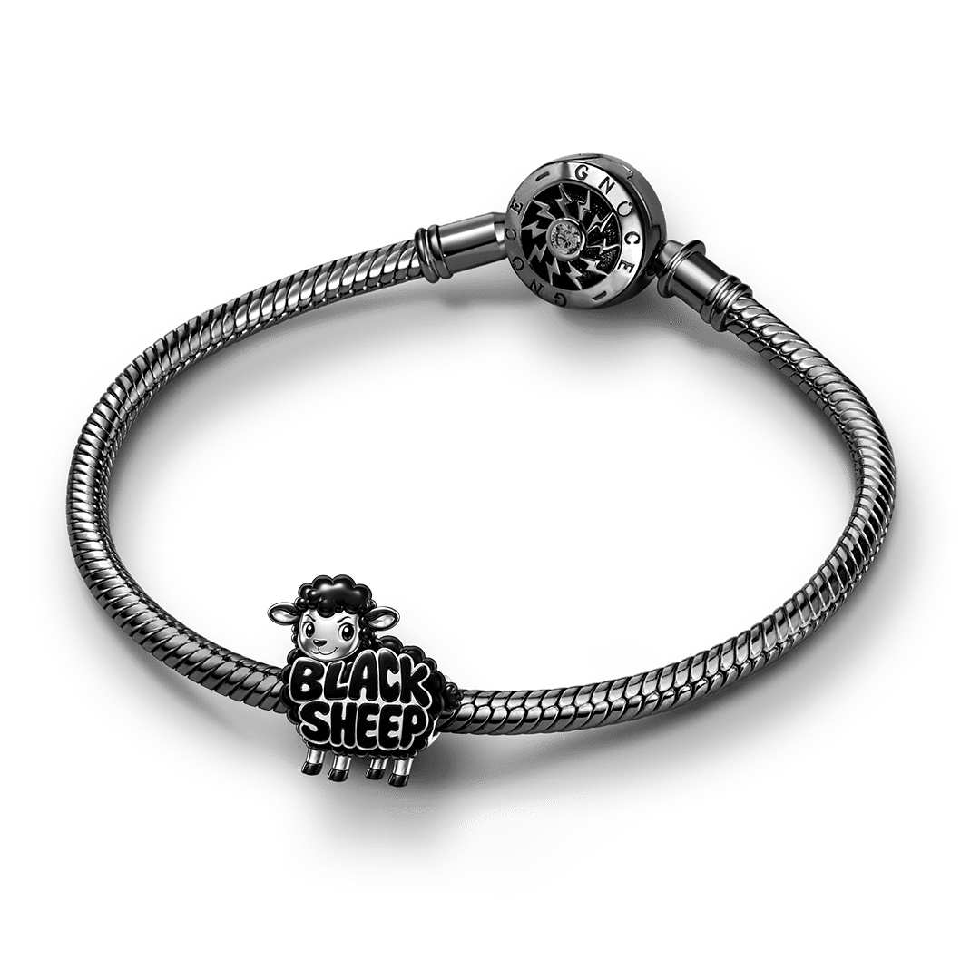 Gnoce British Punk Black Sheep Bead Charm Platinum‑plated Silver Blend_3