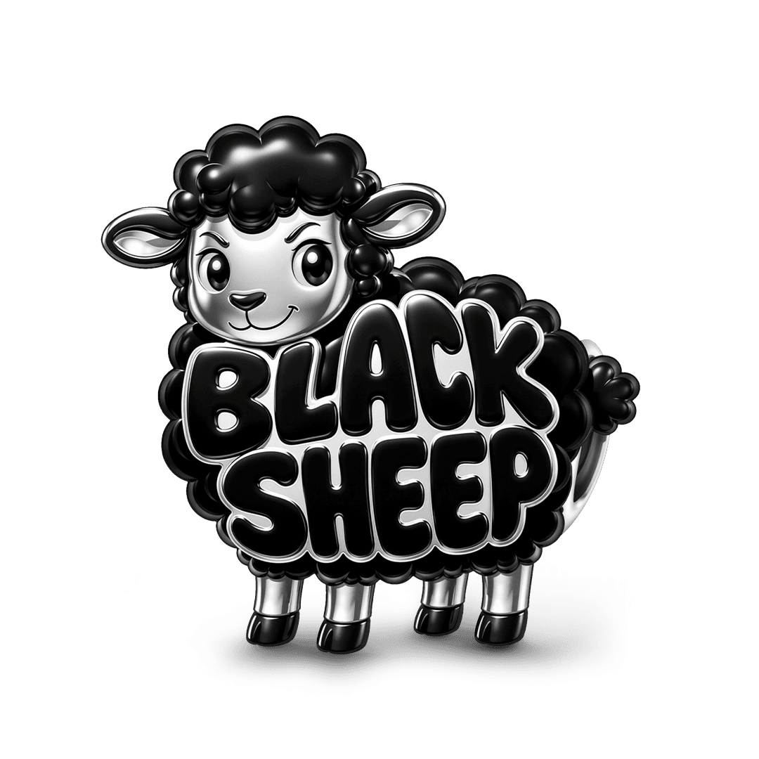 Gnoce British Punk Black Sheep Bead Charm Platinum‑plated Silver Blend_1
