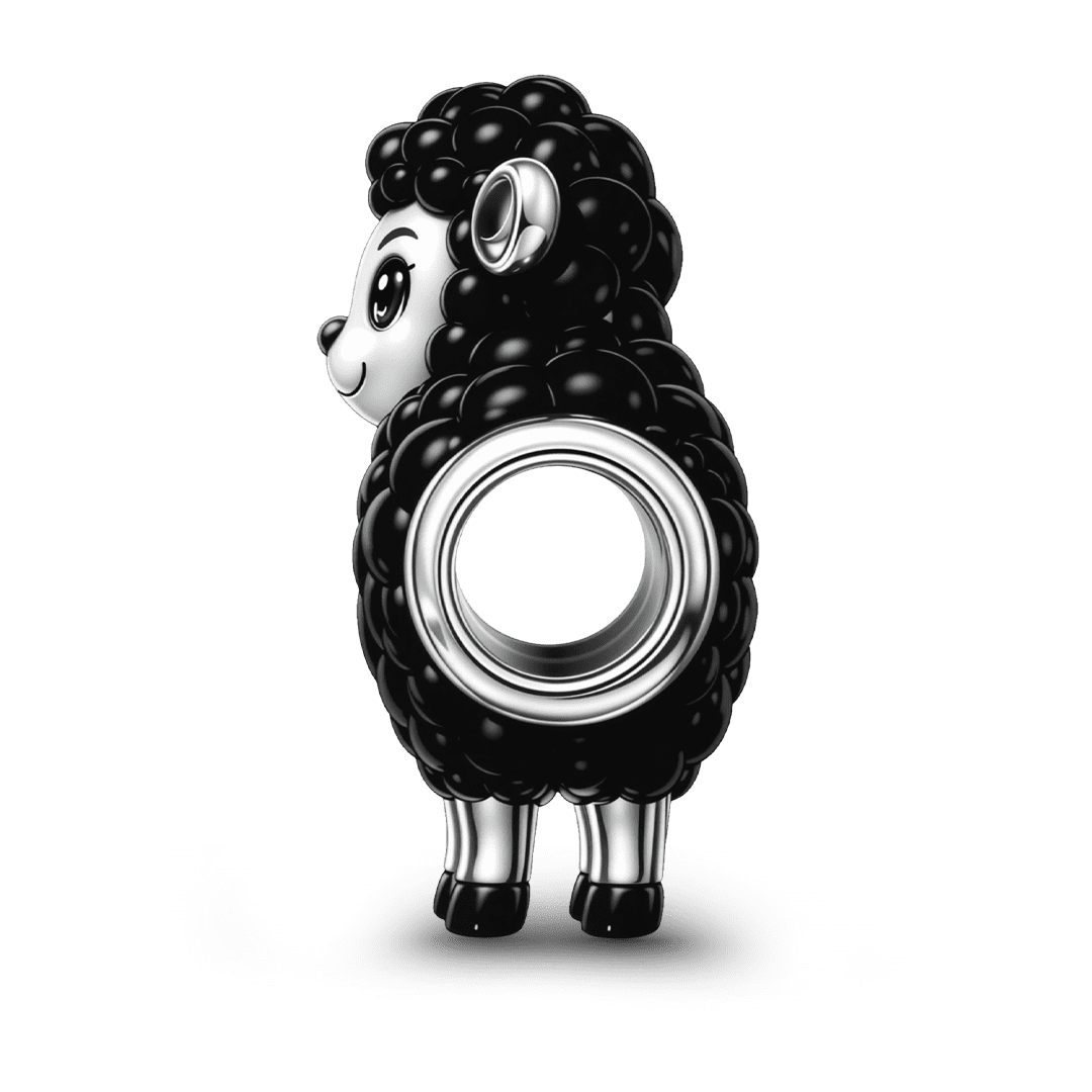 Gnoce British Punk Black Sheep Bead Charm Platinum‑plated Silver Blend_6