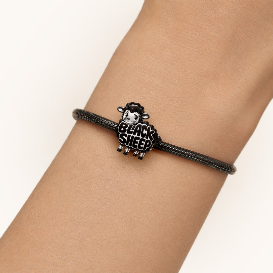 Gnoce British Punk Black Sheep Bead Charm Platinum‑plated Silver Blend_2