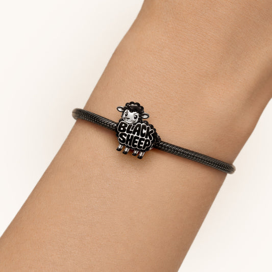 Gnoce British Punk Black Sheep Bead Charm Platinum‑plated Silver Blend_2