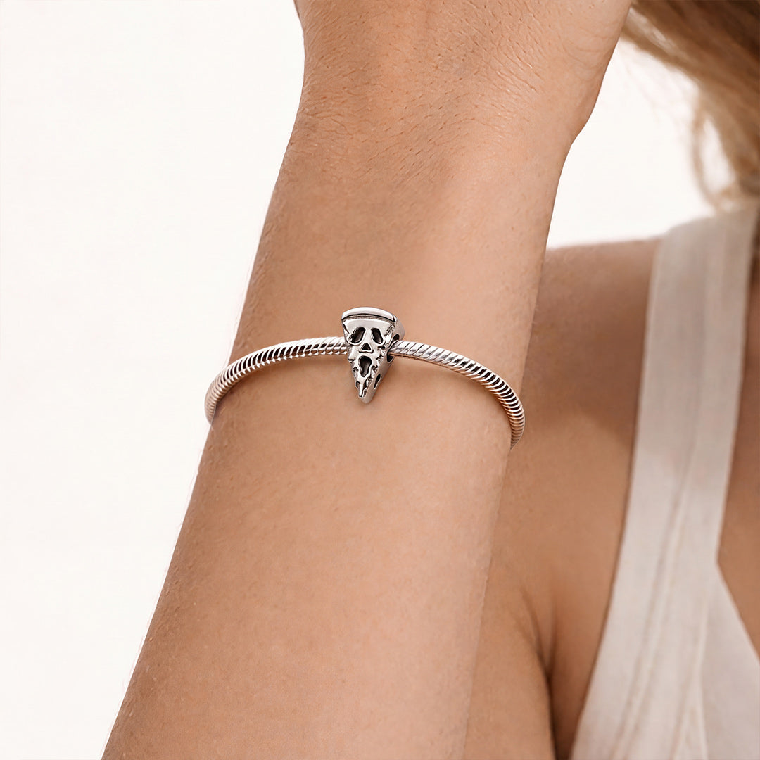 Gnoce Halloween Skull Pizza Bead Platinum-plated Silver Blend_2