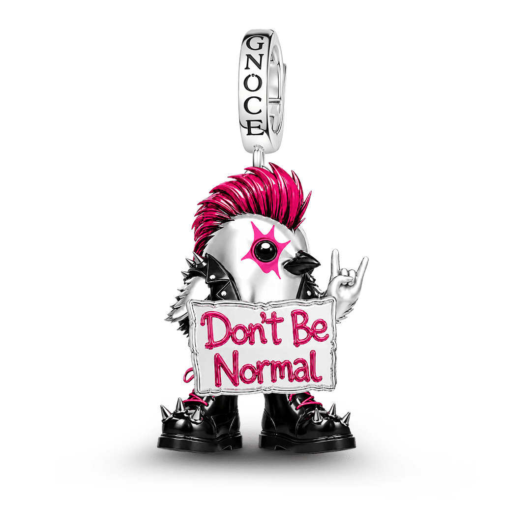 Gnoce Glow-in-the-Dark Punk Chicken Mohawk Clasp Dangle Charm Platinum‑plated Silver Blend_2