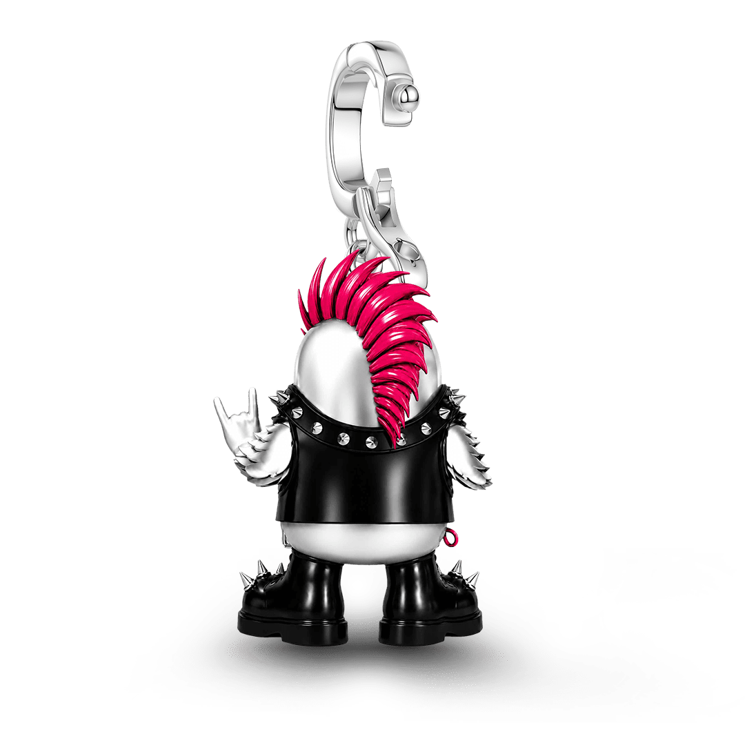 Gnoce Glow-in-the-Dark Punk Chicken Mohawk Clasp Dangle Charm Platinum‑plated Silver Blend_7