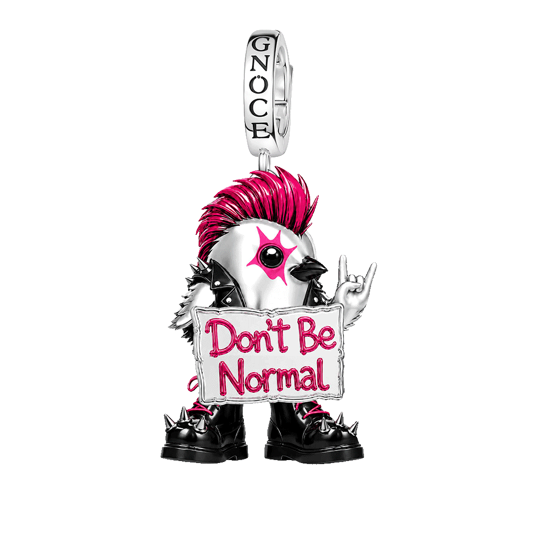 Gnoce Glow-in-the-Dark Punk Chicken Mohawk Clasp Dangle Charm Platinum‑plated Silver Blend_1