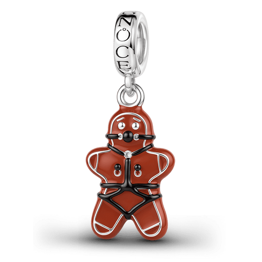 Gnoce Halloween Kinky Gingerbread Man Dangle Charm Platinum-plated Silver Blend_1