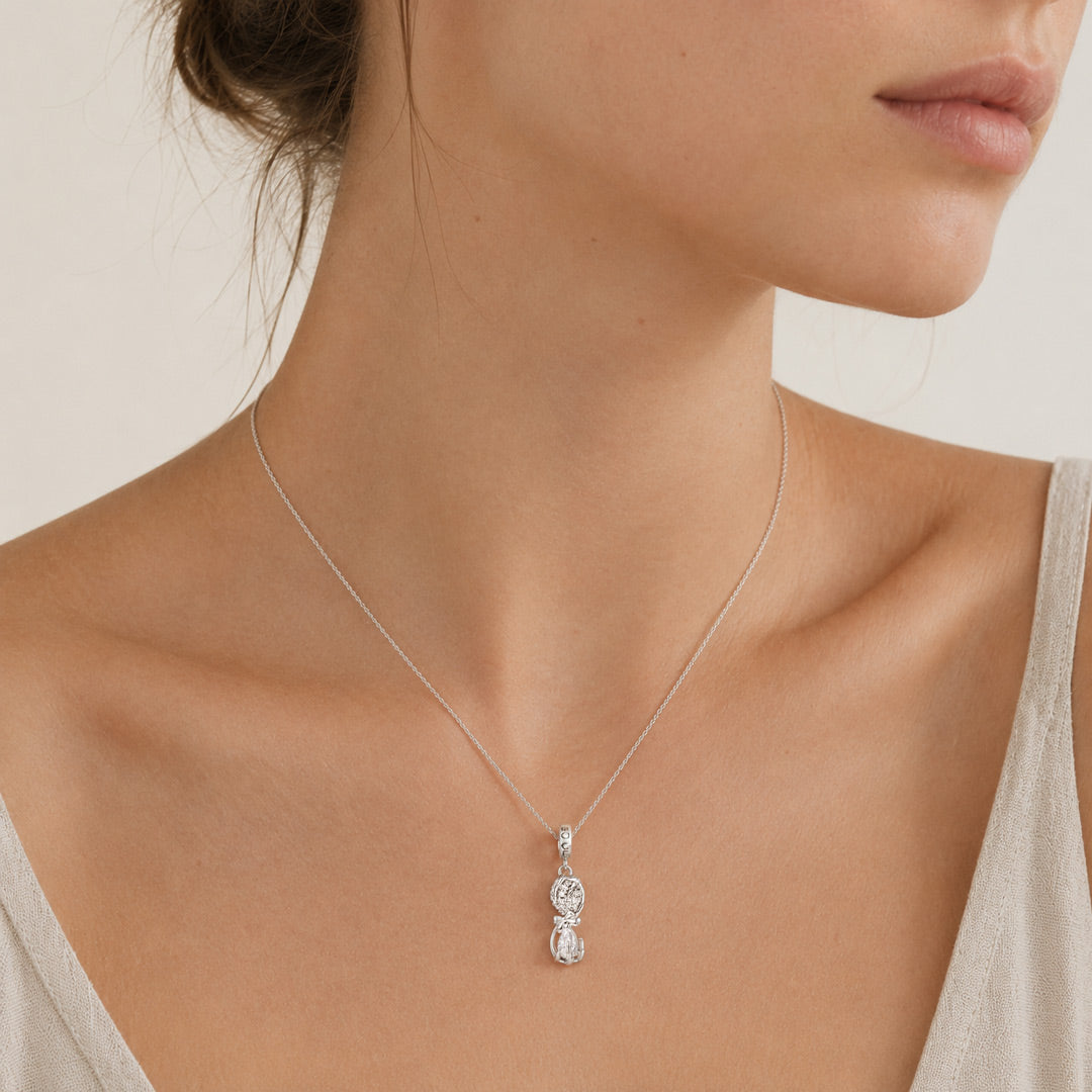 Gnoce Halloween Hand Bone Hourglass Dangle Charm Platinum-plated Silver Blend_4