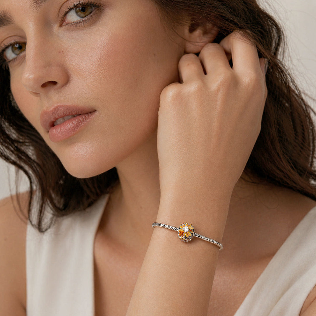 Gnoce Sunflower and Bee Bead Platinum-plated Silver Blend_4