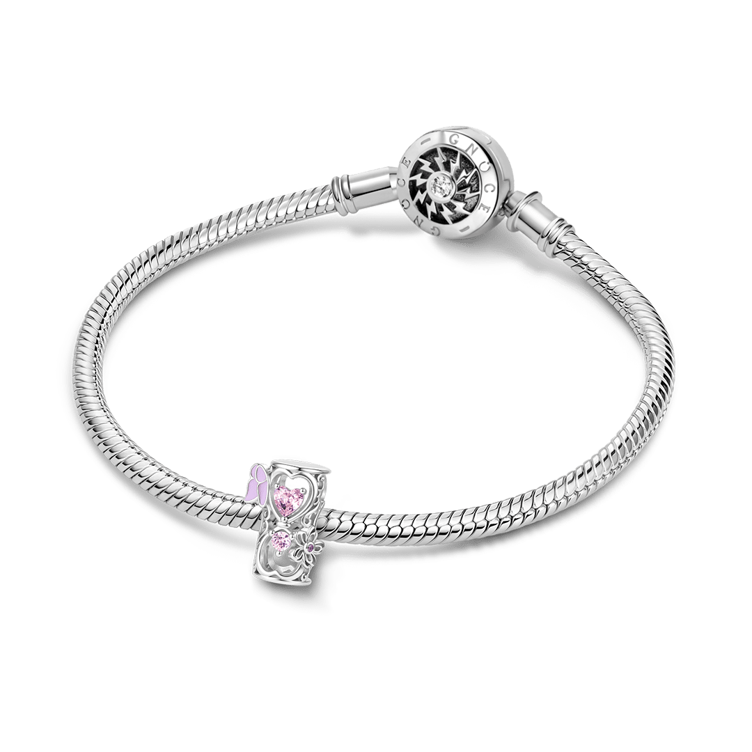 Gnoce Butterfly Flower Hourglass Bead Platinum-plated Silver Blend_3