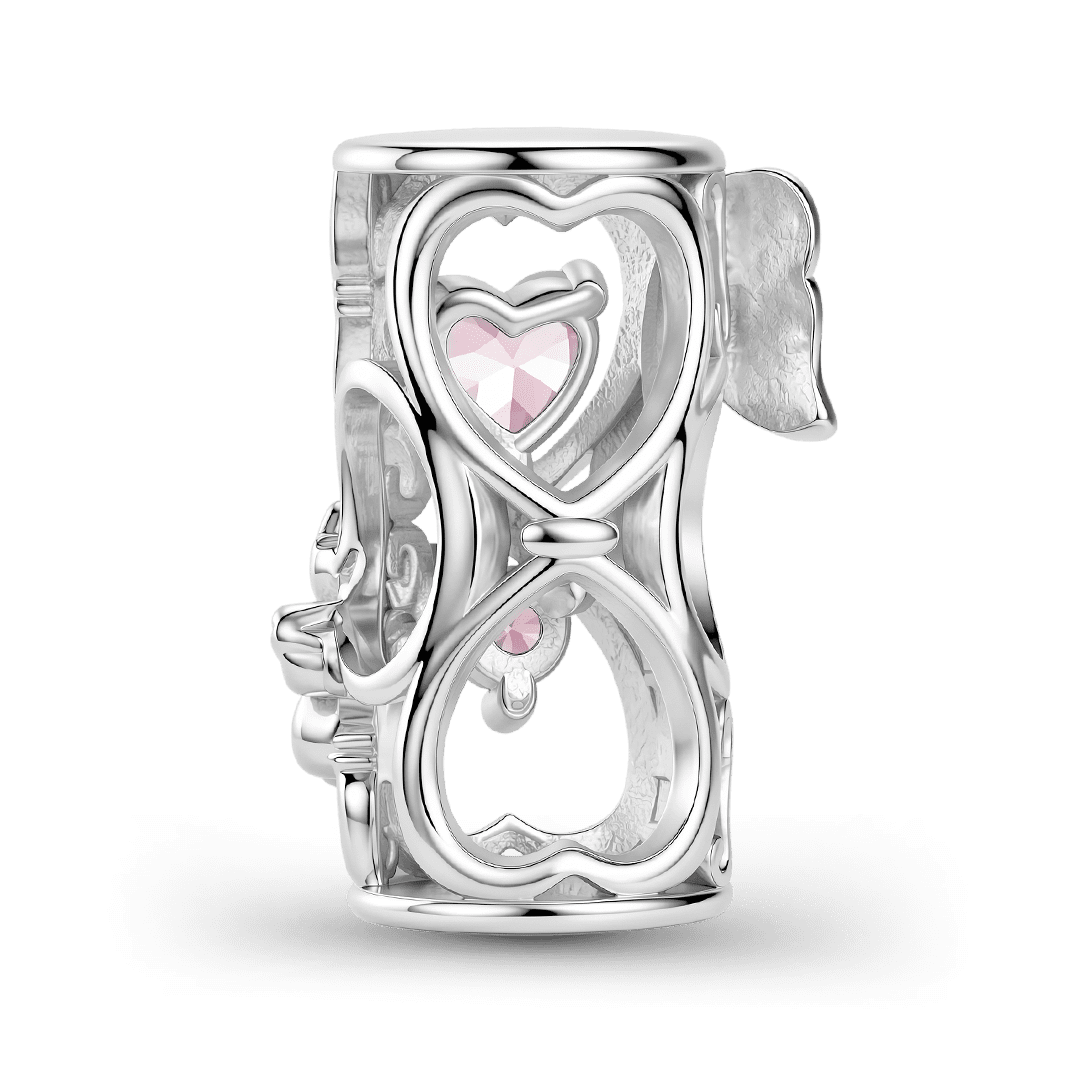 Gnoce Butterfly Flower Hourglass Bead Platinum-plated Silver Blend_5