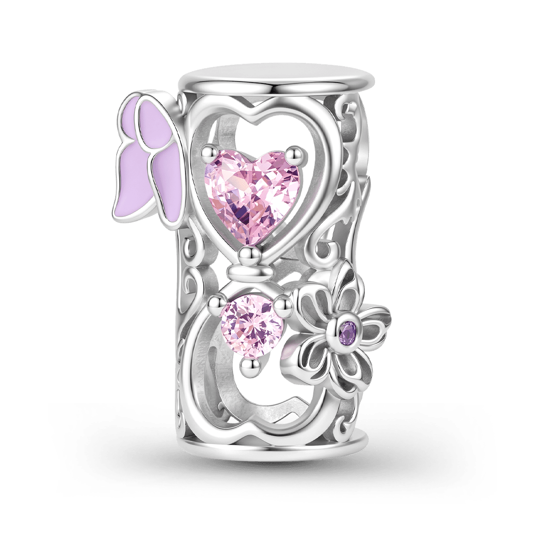 Gnoce Butterfly Flower Hourglass Bead Platinum-plated Silver Blend_1