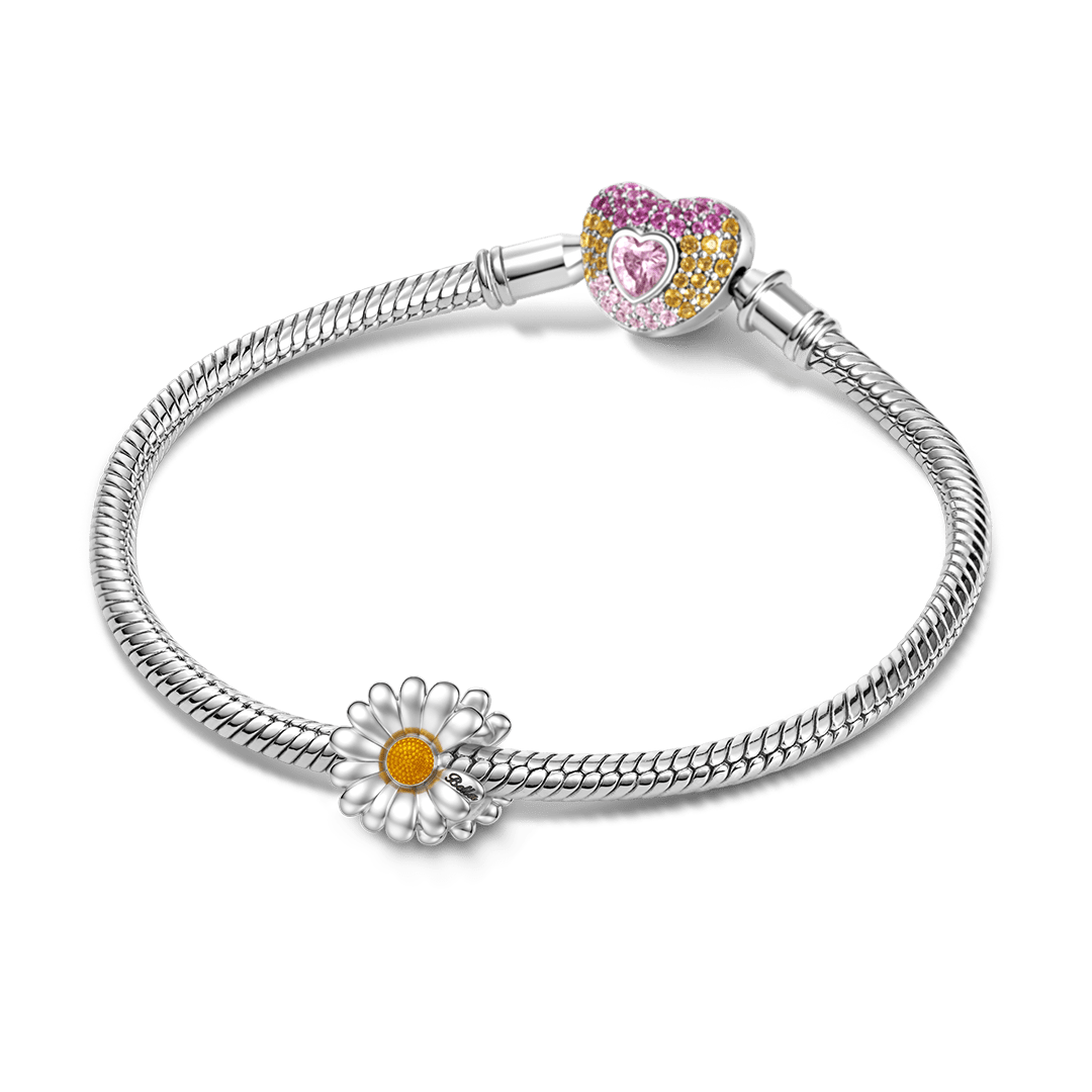 Gnoce Engravable Daisy Custom Name Bead Platinum-plated Silver Blend_3