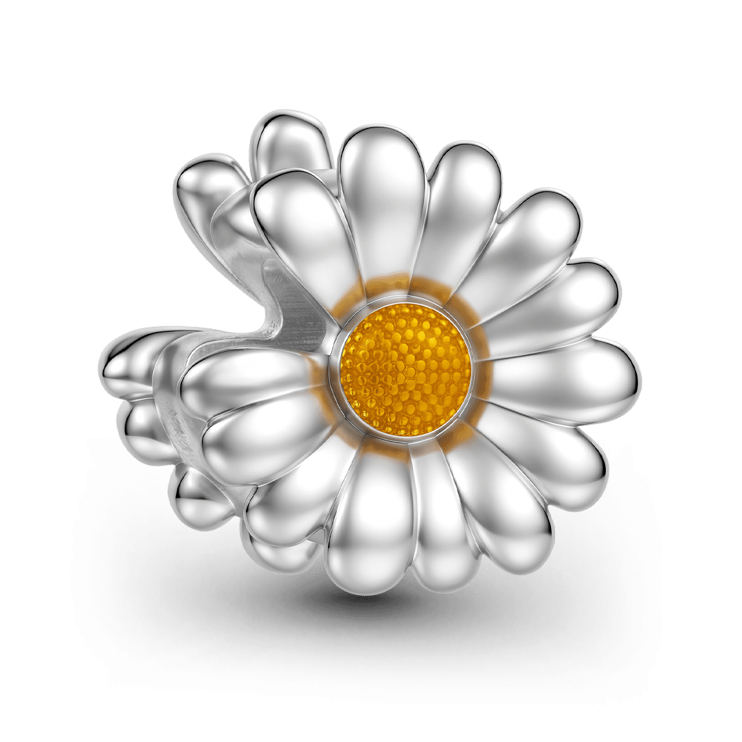 Gnoce Engravable Daisy Custom Name Bead Platinum-plated Silver Blend_5