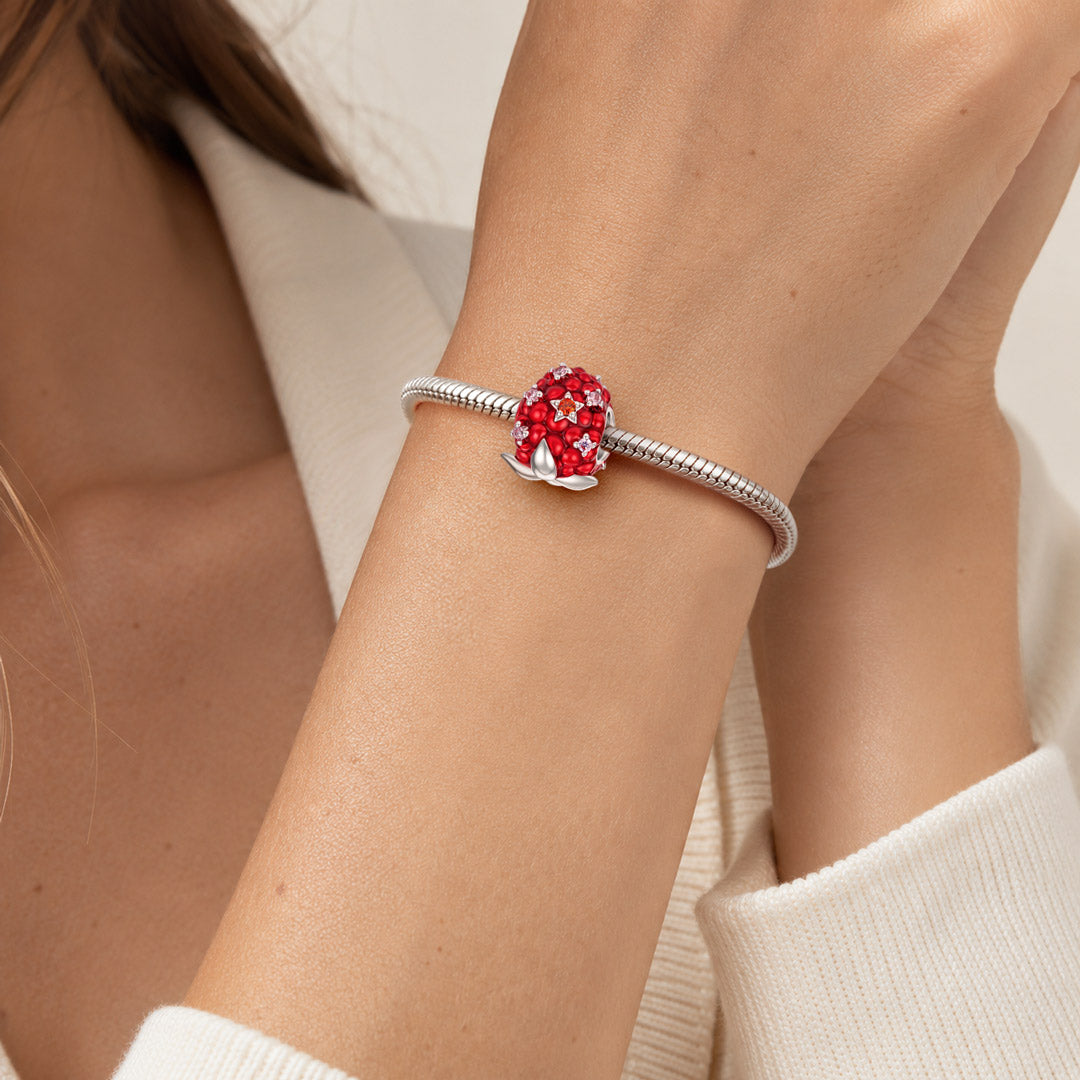 Gnoce Sparkling Red Raspberry Bead Platinum-plated Silver Blend_2