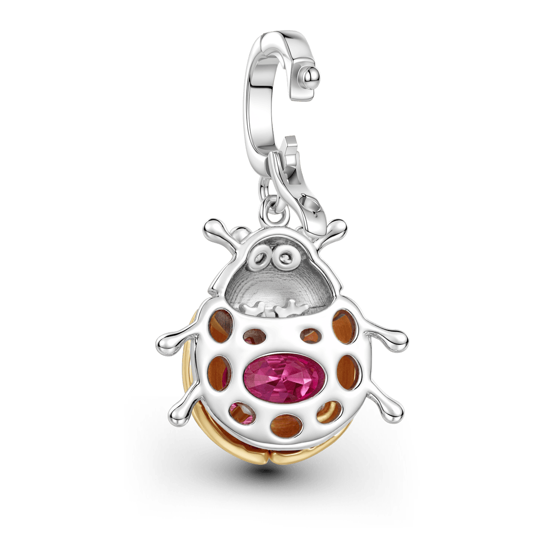 Gnoce Ladybug Birthstone Clasp Dangle Charm Platinum-plated Silver Blend_5