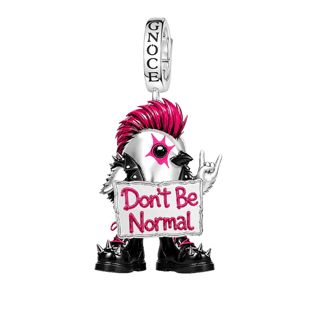 Gnoce Glow-in-the-Dark Punk Chicken Mohawk Clasp Dangle Charm Platinum‑plated Silver Blend_1