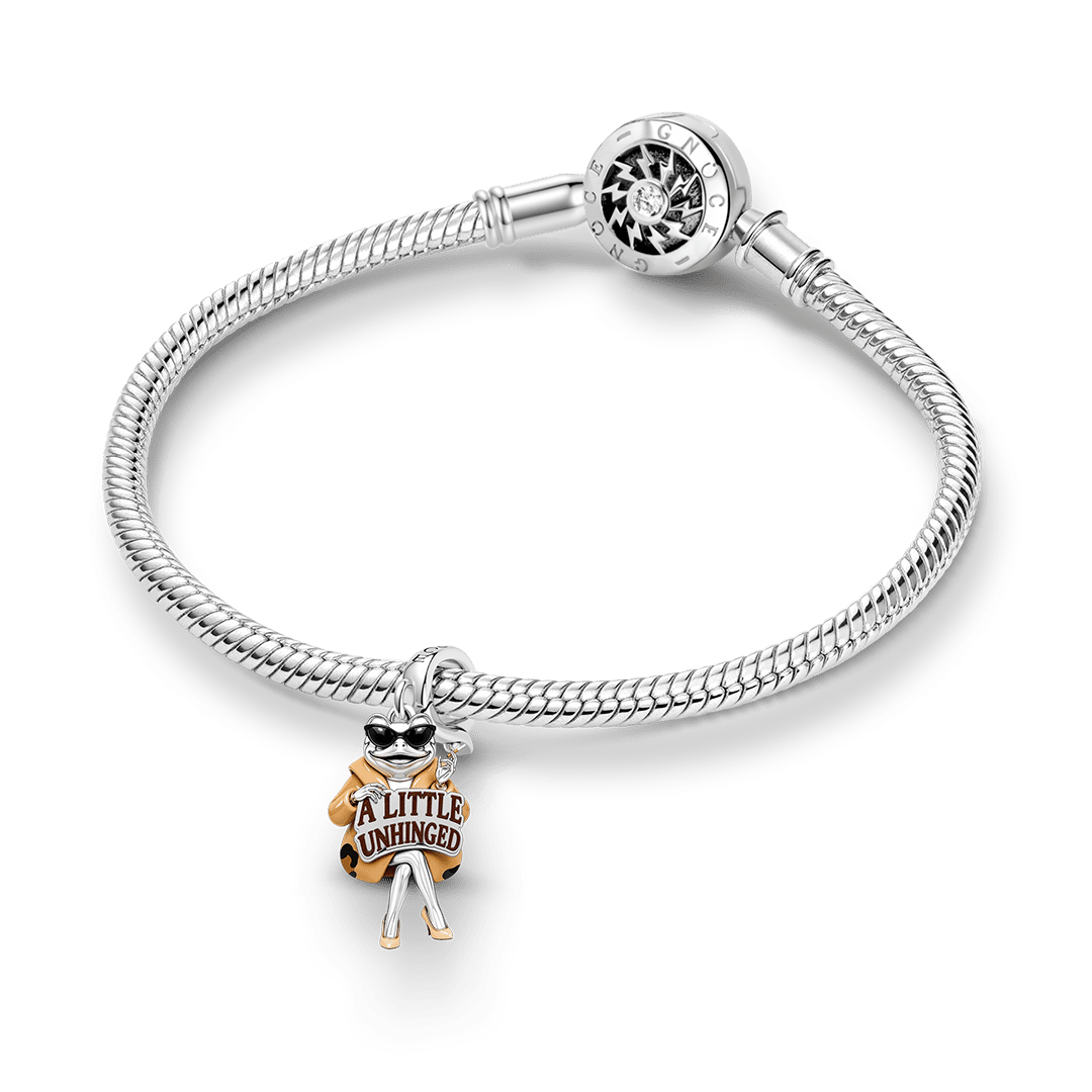 Gnoce Punk Cool Frog Clasp Dangle Charm Platinum‑plated Silver Blend_3