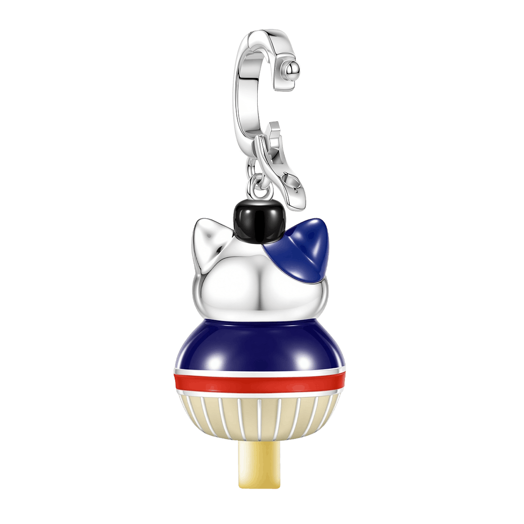 Gnoce Japanese Glow‑in‑the‑Dark Blue Lucky Cat Clasp Dangle Charm Platinum‑plated Silver Blend_7